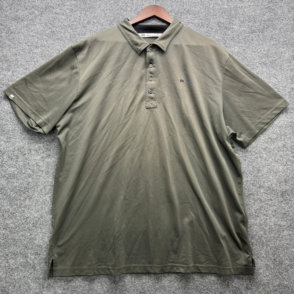 Travis Mathew Polo Shirt Men's Size 3XL Olive Short Sleeve Golf Logo Performance
